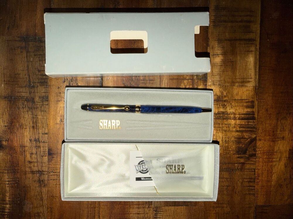 Sharp International Blue Marble Ballpoint Pen With Warranty Card Box